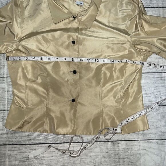 Sylvia Heisel 1999 Silk 3/4 Sleeve Button Front Top Knot Buttons sz 10 - Picture 6 of 8